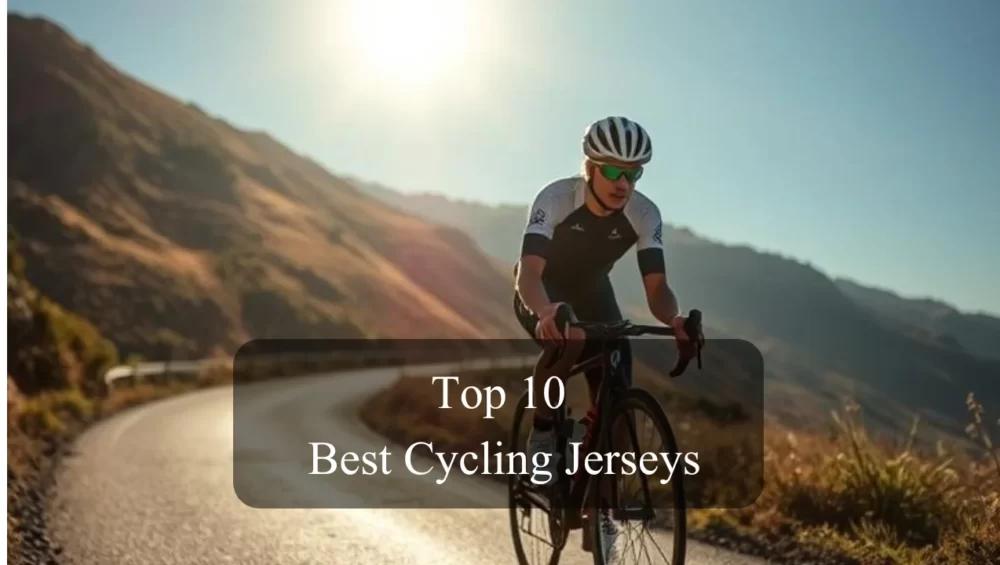 Cyclist wearing a sleek jersey riding at high speed on a road